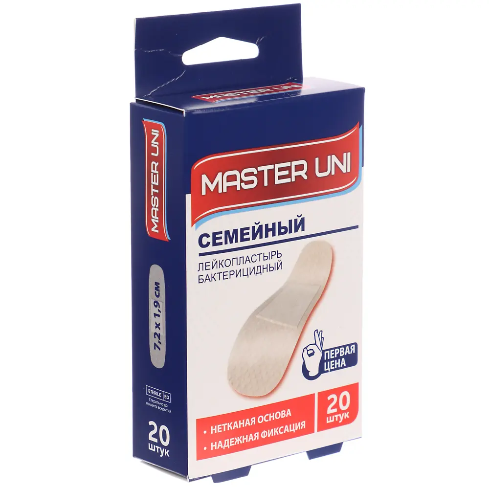 Лейкопластырь MASTER UNI "Семейный" бактериц,на нетк.основе,20шт - #1