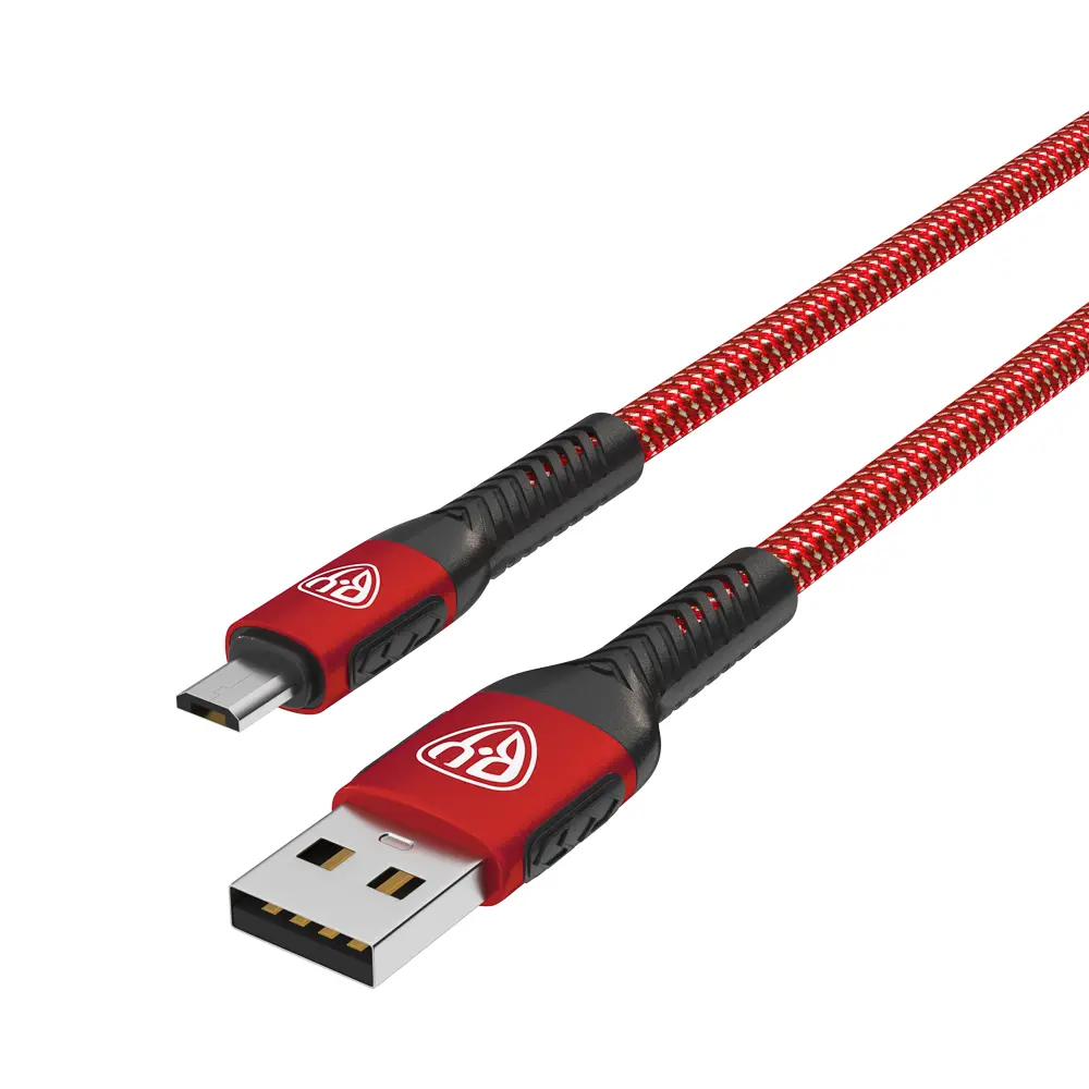 Кабель для зарядки USB(A)-microUSB BY Silky, 1м, Быстрая зарядка 3А, QC, PD 20Вт, тканевый, красный - #4