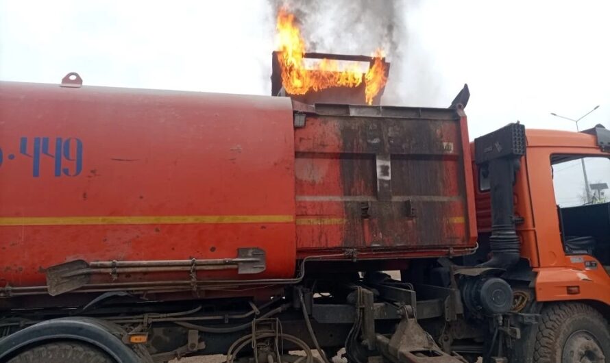 Под Бугурусланом экипаж мусоровоза мог пострадать из-за пожара в баке