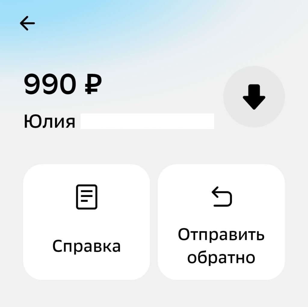 Вот так выглядит интерфейс полученного перевода, который можно вернуть отправителю