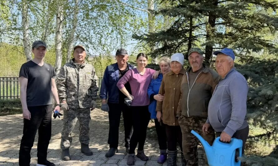 В Новоникольском сельсовете Шарлыкского района жители навели порядок возле памятника участникам Великой Отечественной войны