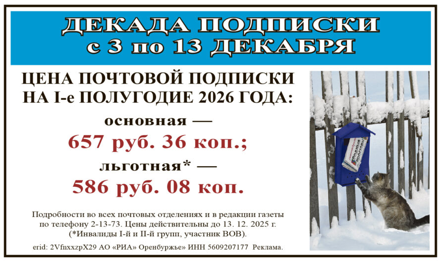ДЕКАДА подписки с 3 по 13 декабря. Подпишись на “Родные просторы” на 1 полугодие 2026 года по выгодной цене