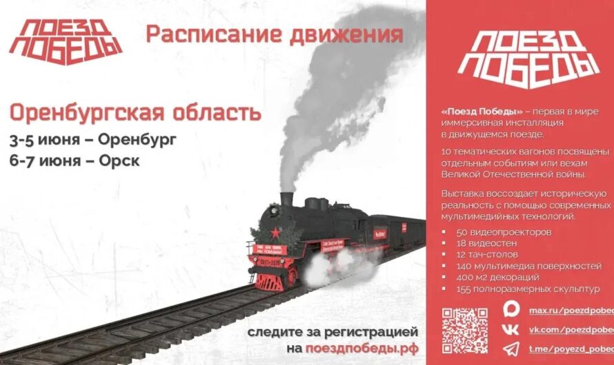 «Поезд Победы» движется по маршруту Оренбург – Орск