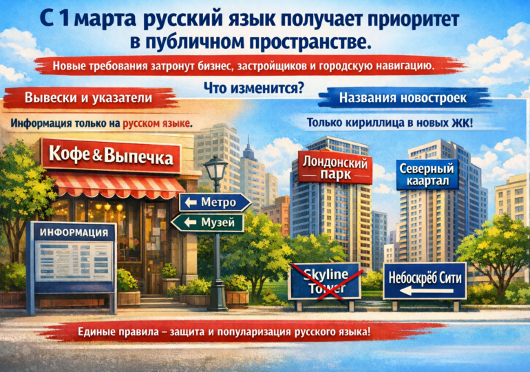 Кириллица в приоритете: что меняется в вывесках и названиях новостроек с 1 марта 2026 года