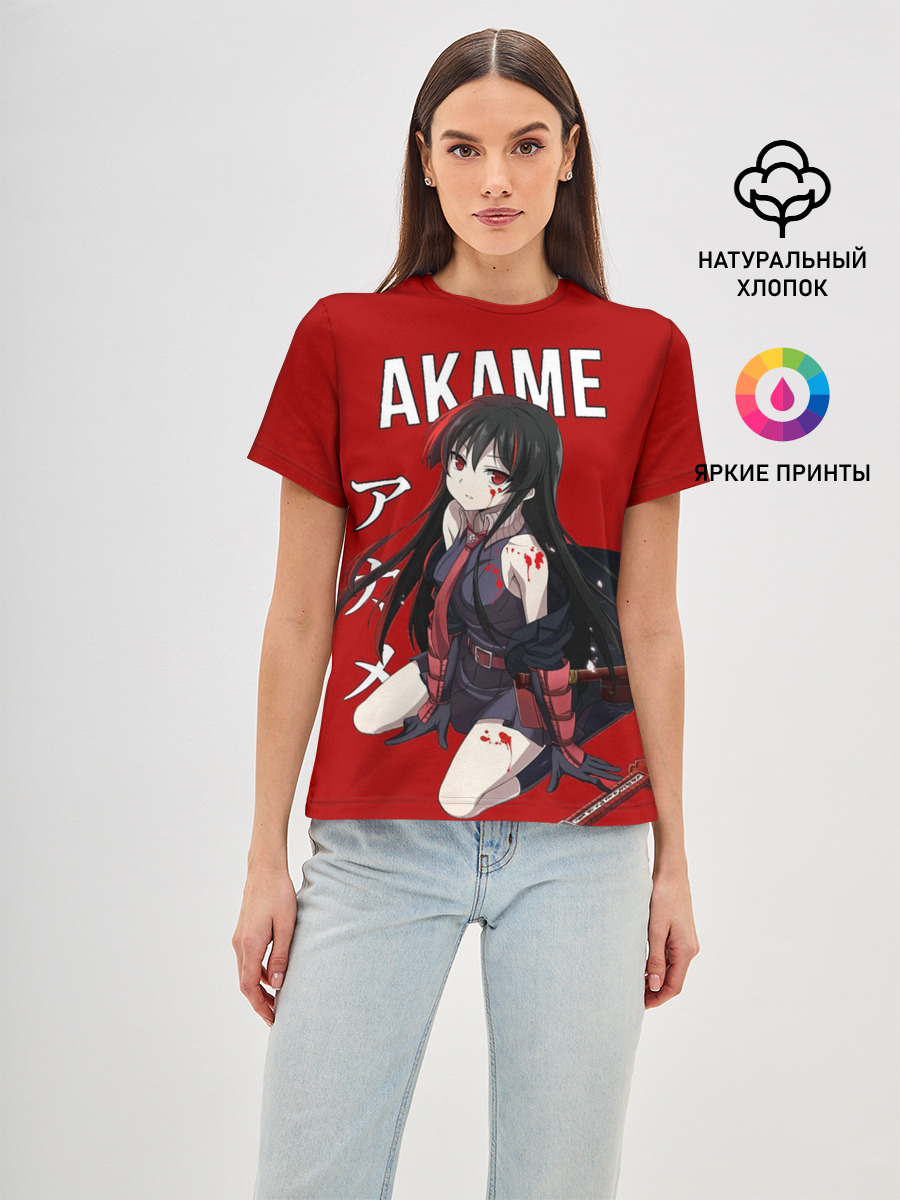 Убийца Акаме на красном фоне