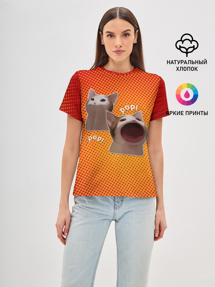 Cat Pop — Женская базовая футболка