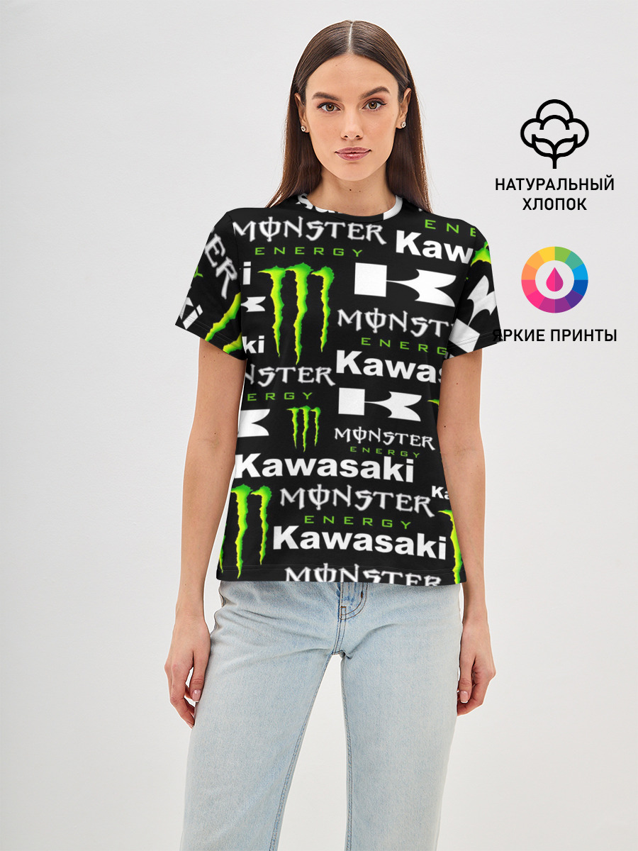 KAWASAKI X MONSTER ENERGY — Женская базовая футболка