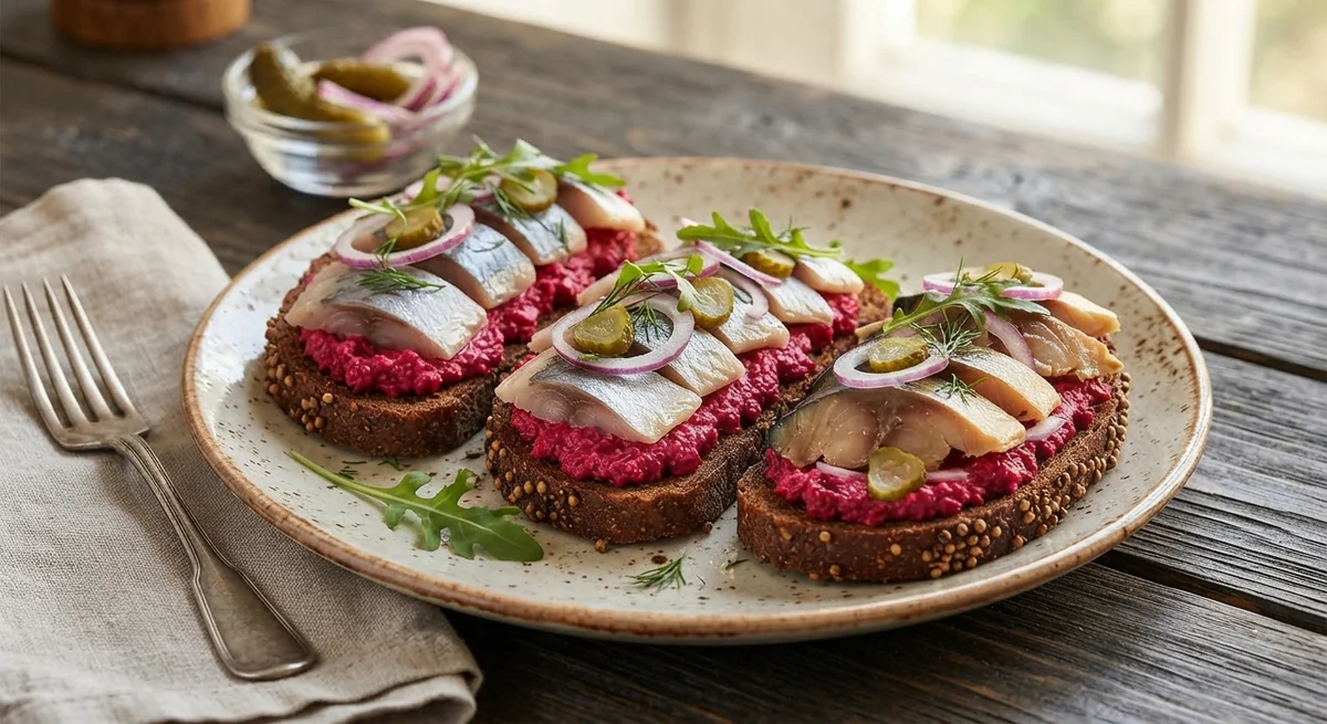 Black Bread Sandwiches with Herring and Mackerel