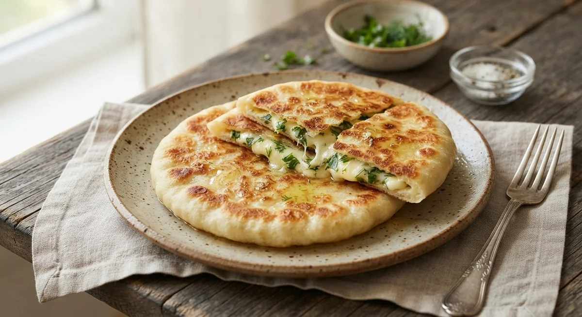 Quick Cheese Flatbreads with Kefir in a Skillet
