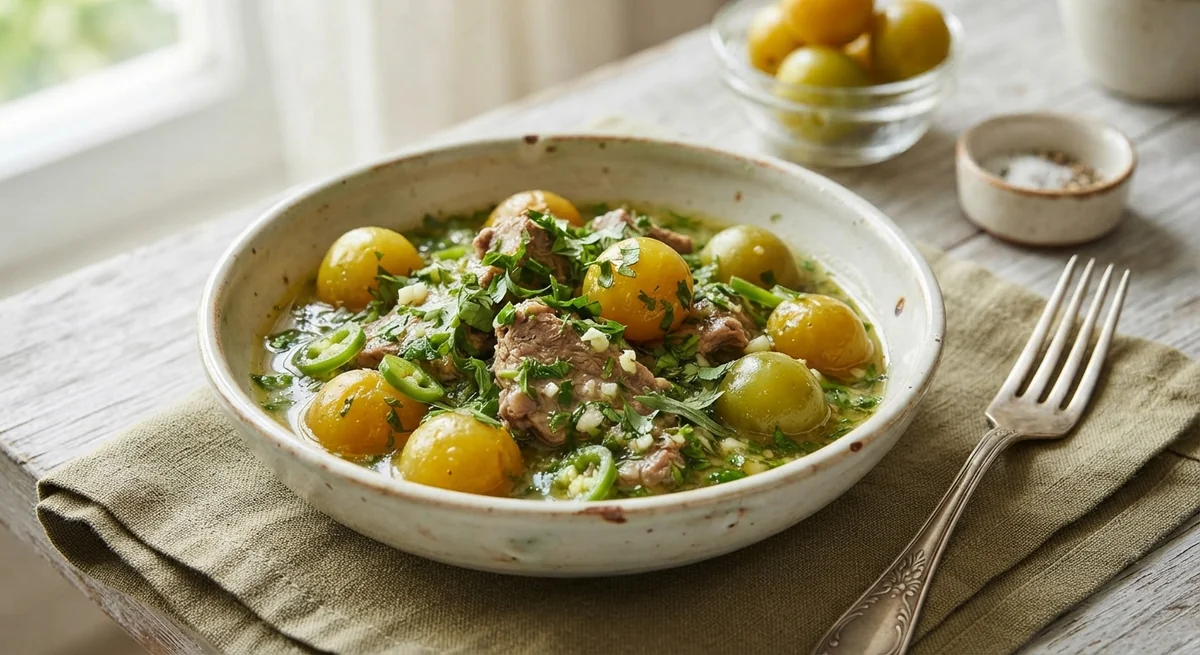 Georgian Chakapuli with Veal and Cherry Plum