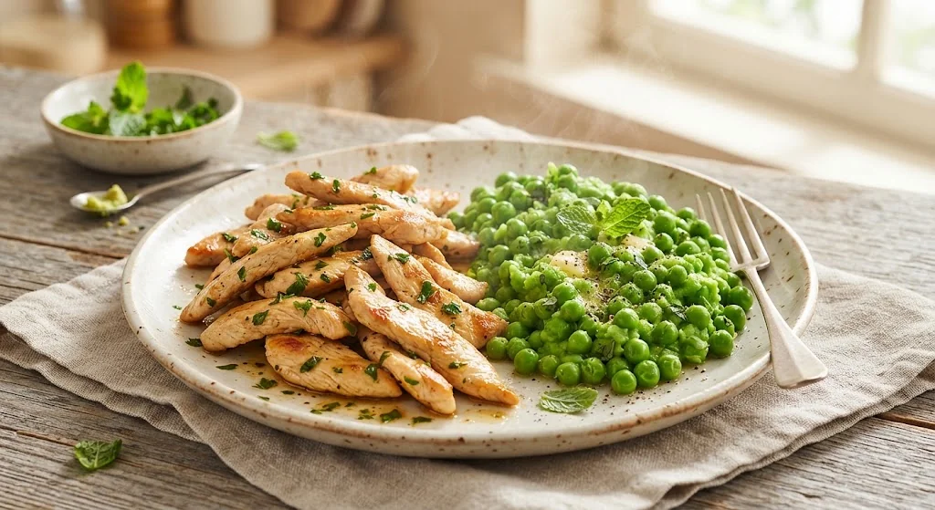 Turkey Fillet with Minted Green Peas