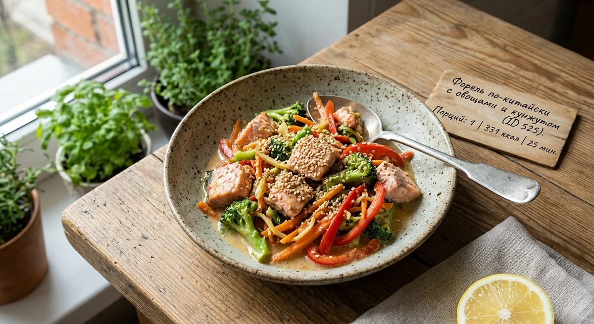 Форель по-китайски с овощами и кунжутом