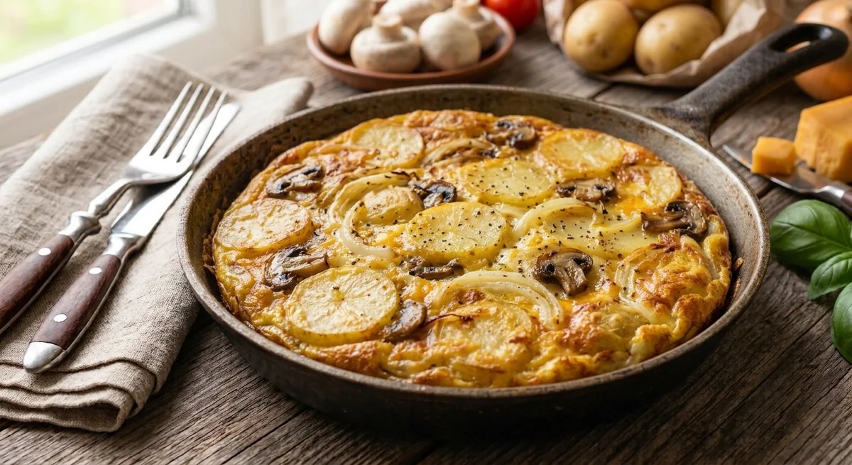 Испанская тортилья с грибами и сыром