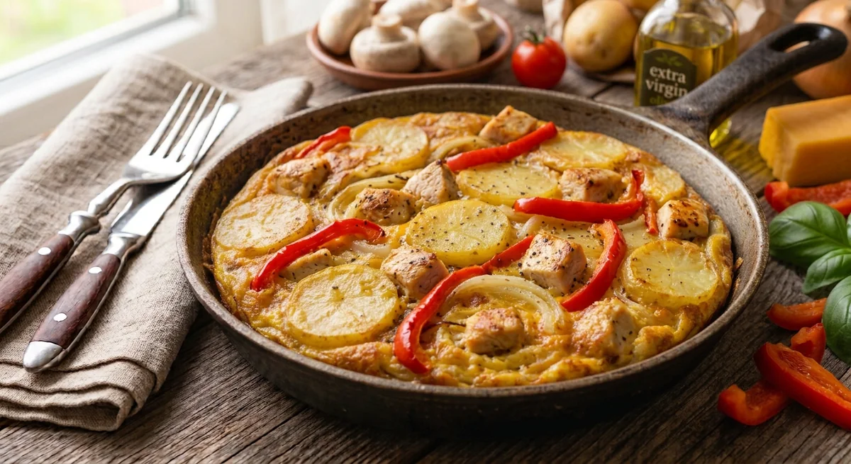 Испанская тортилья с курицей и болгарским перцем