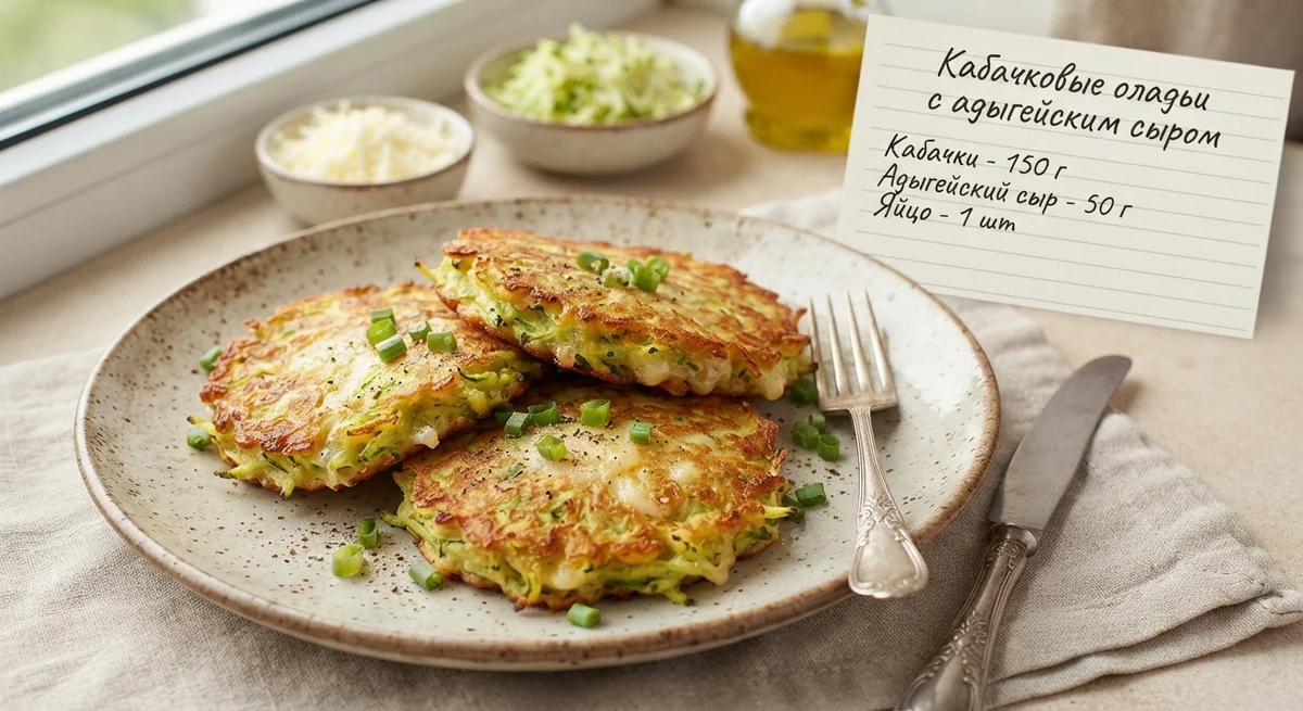 Кабачковые оладьи с адыгейским сыром