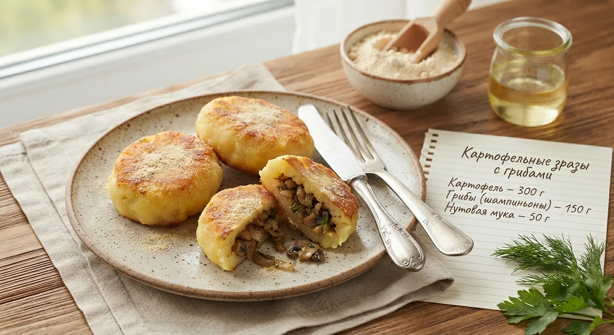 Potato Zrazy with Mushrooms on Chickpea Flour