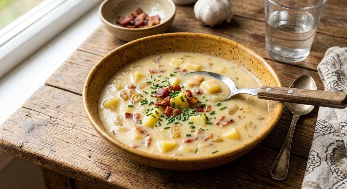 Картофельный суп с беконом и сливками