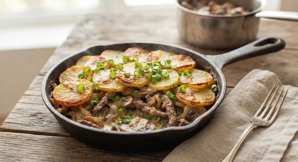 Картошка скоблянка мясная с грибами