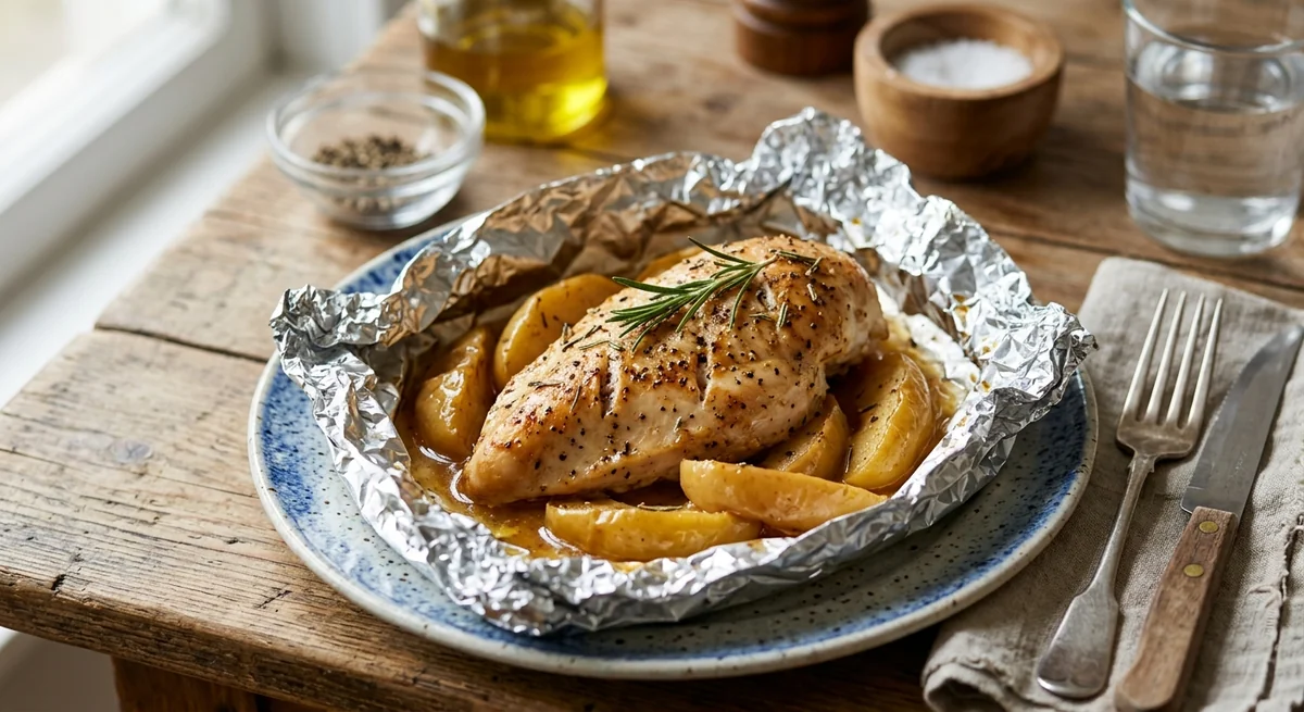 Куриная грудка, запеченная в фольге с яблоками