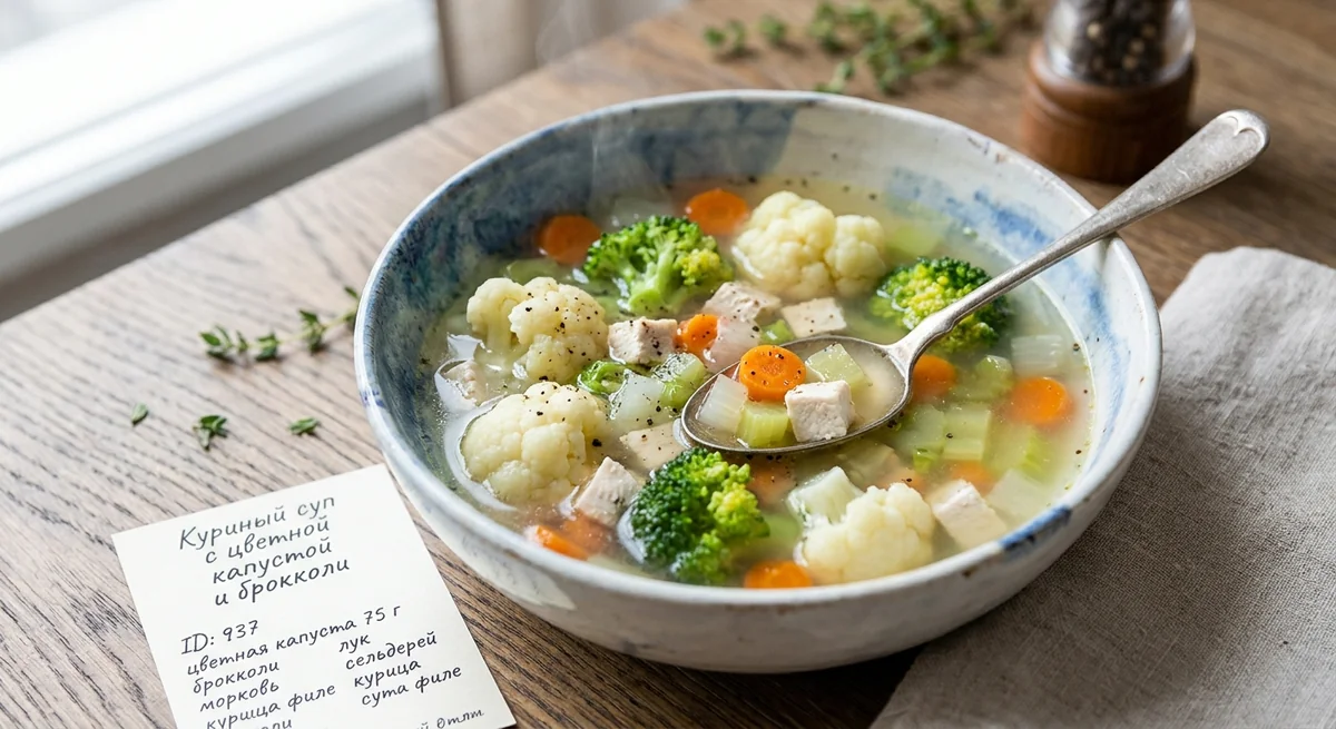 Куриный суп с цветной капустой и брокколи