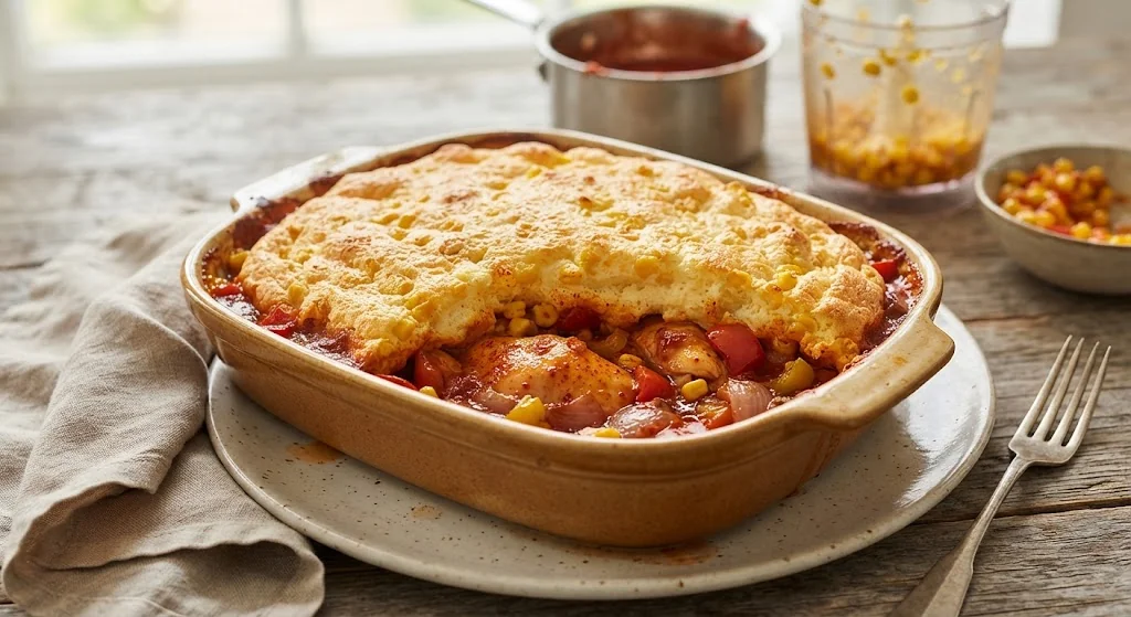 Baked Chicken with Corn, Tomatoes and Peppers