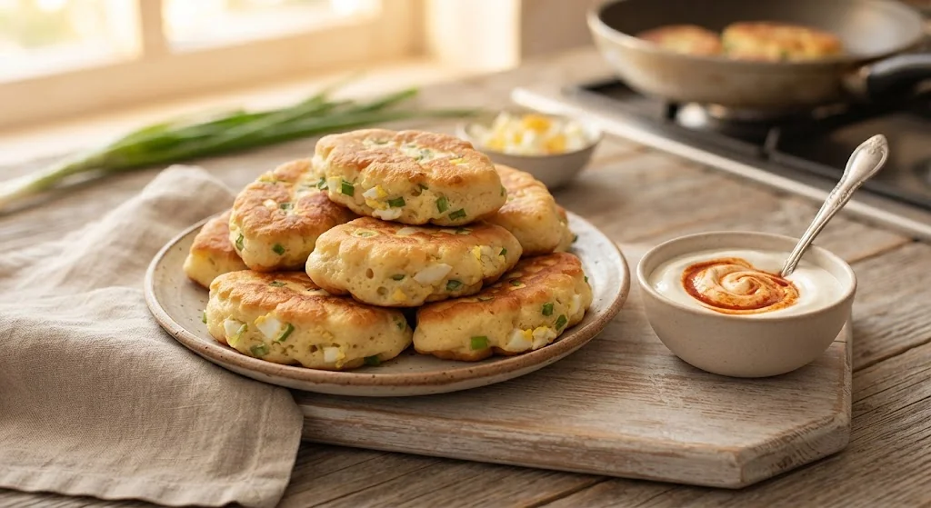 Lazy Fried Pies with Egg and Green Onion on Kefir