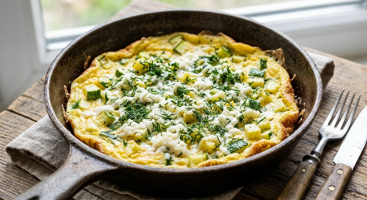 Омлет с кабачком и адыгейским сыром
