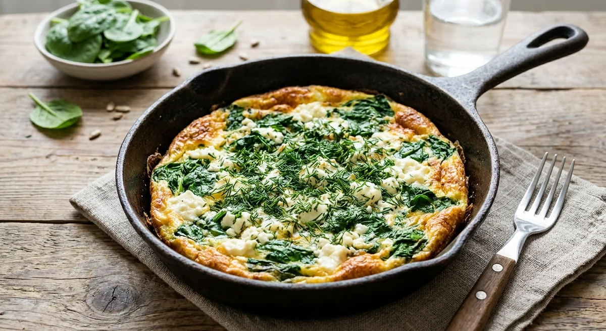 Omelette with spinach and feta cheese