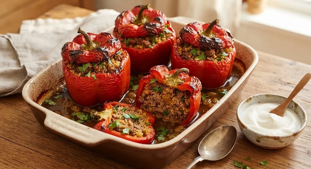 Перцы, фаршированные бараниной и булгуром