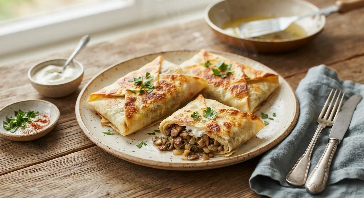 Пирожки из лаваша с грибами и луком