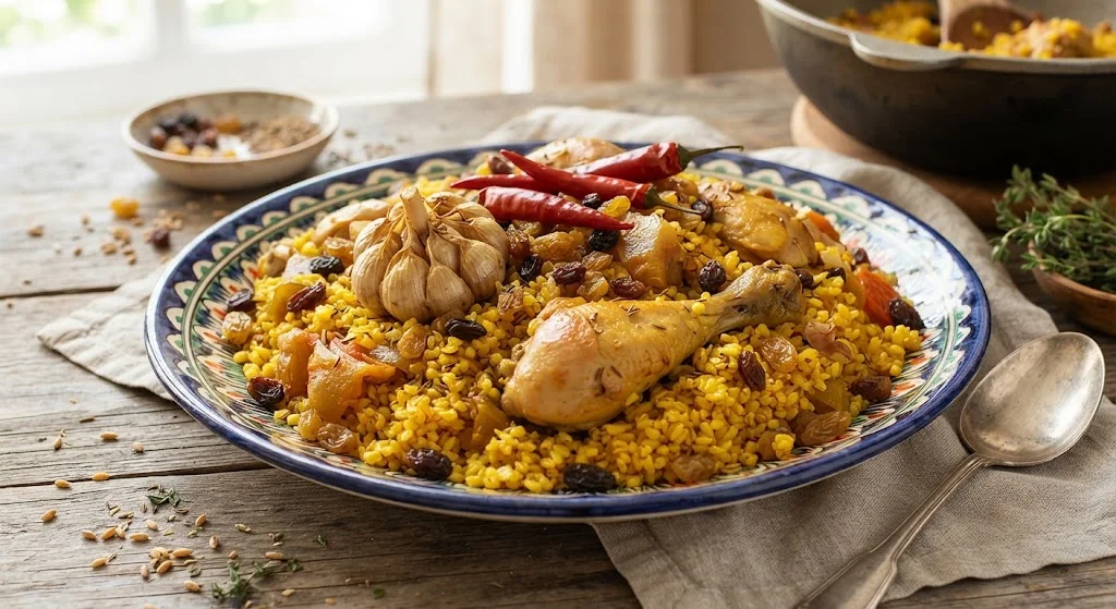 Плов из пшеничной крупы с курицей