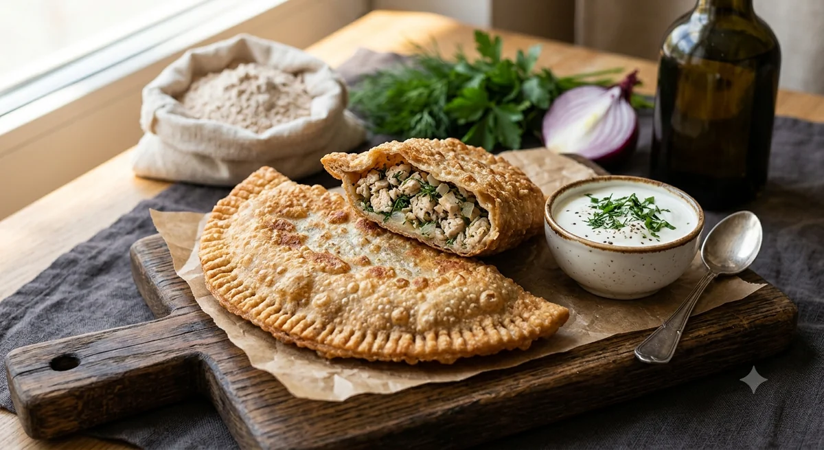 ПП-чебуреки с курицей и зеленью