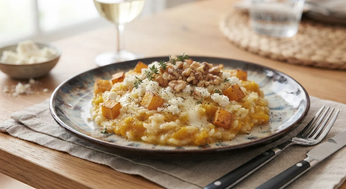 Ризотто с козьим сыром и грецкими орехами