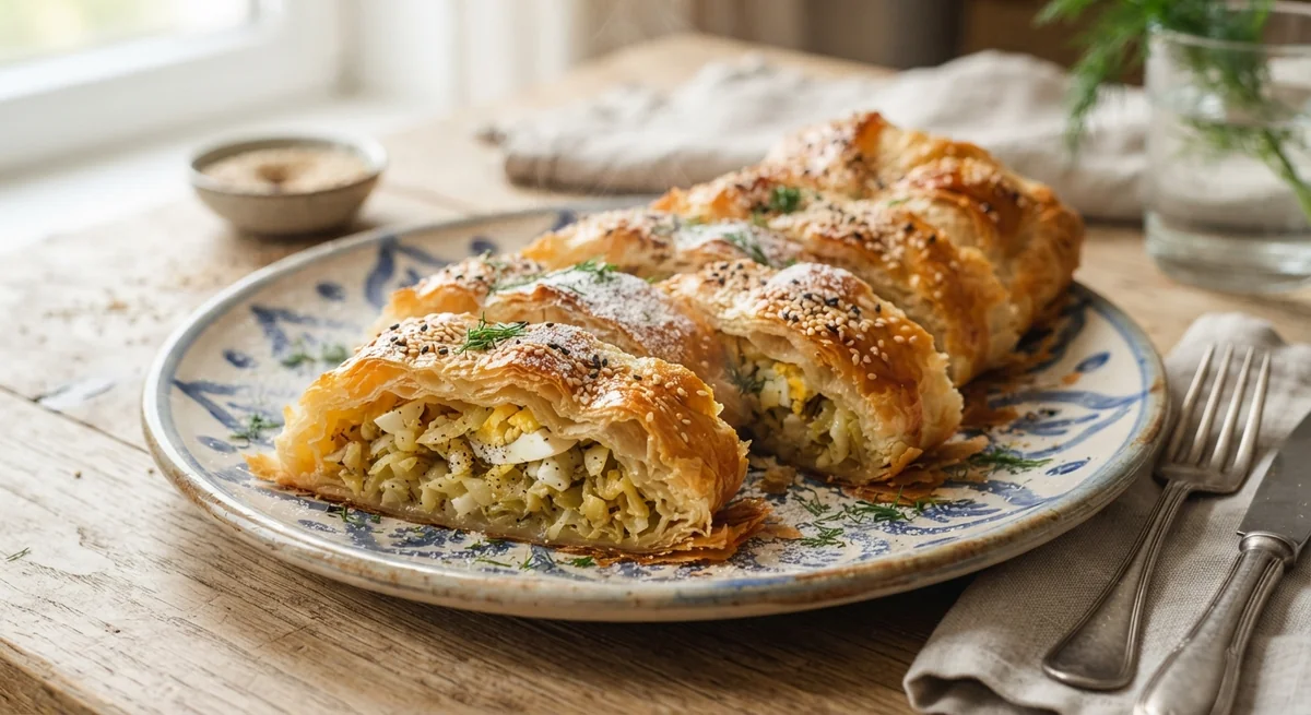 Штрудель с капустой и яйцом
