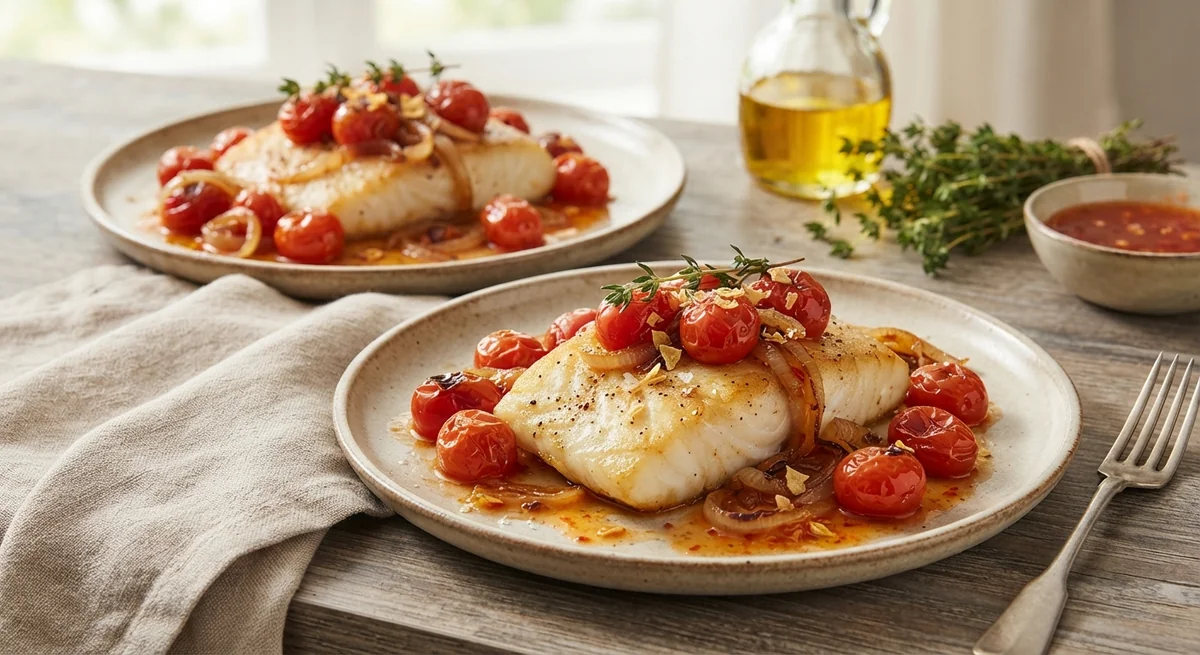 Cod with Tomatoes in Sweet Chili Sauce