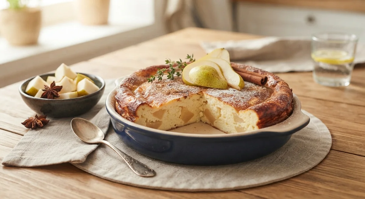 Cottage Cheese Casserole with Pear and Cinnamon