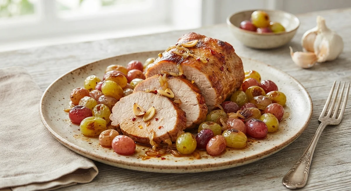 Oven-Baked Pork with Grapes