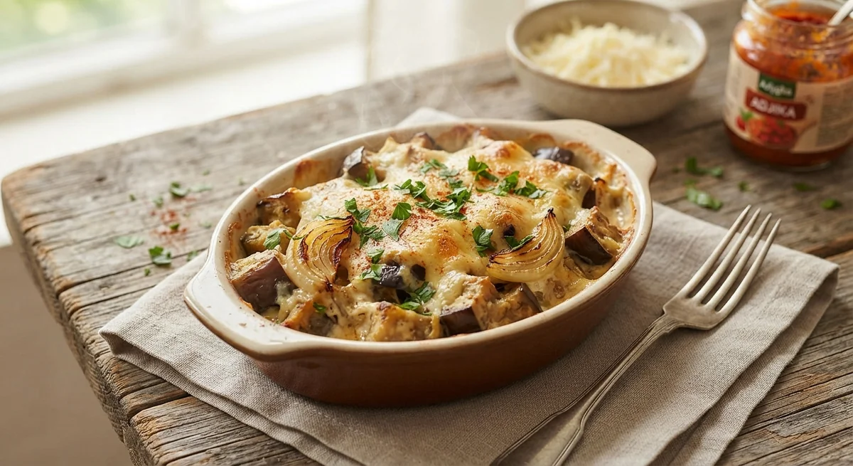 Baked Eggplant with Onions and Sour Cream
