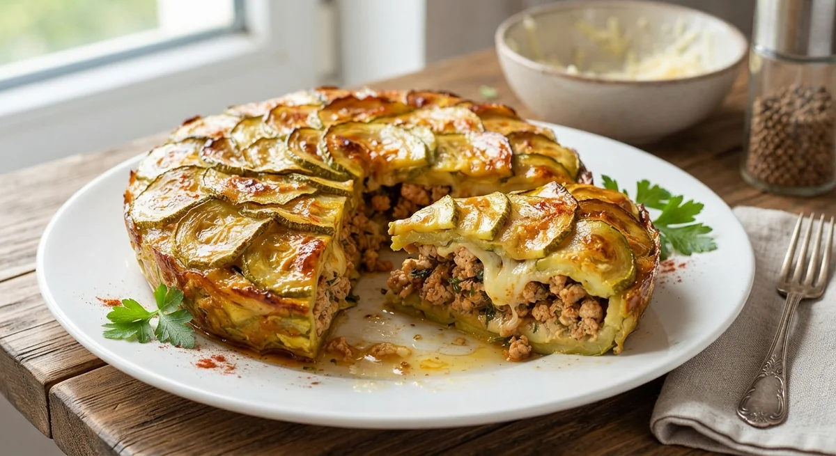 Запеканка-пирог с кабачком и курицей