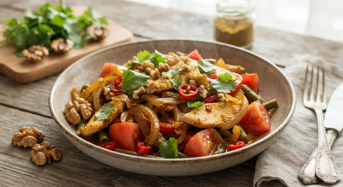 Жаренная курица с овощами по-кавказски
