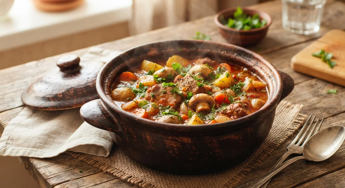 Жаркое из свинины с грибами