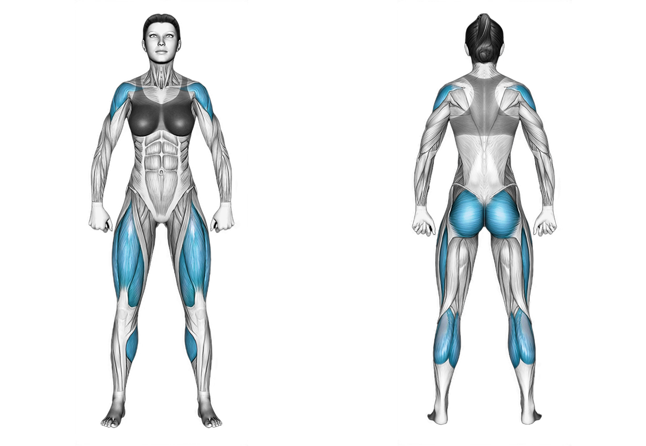 Jumping Jacks: legs, shoulders