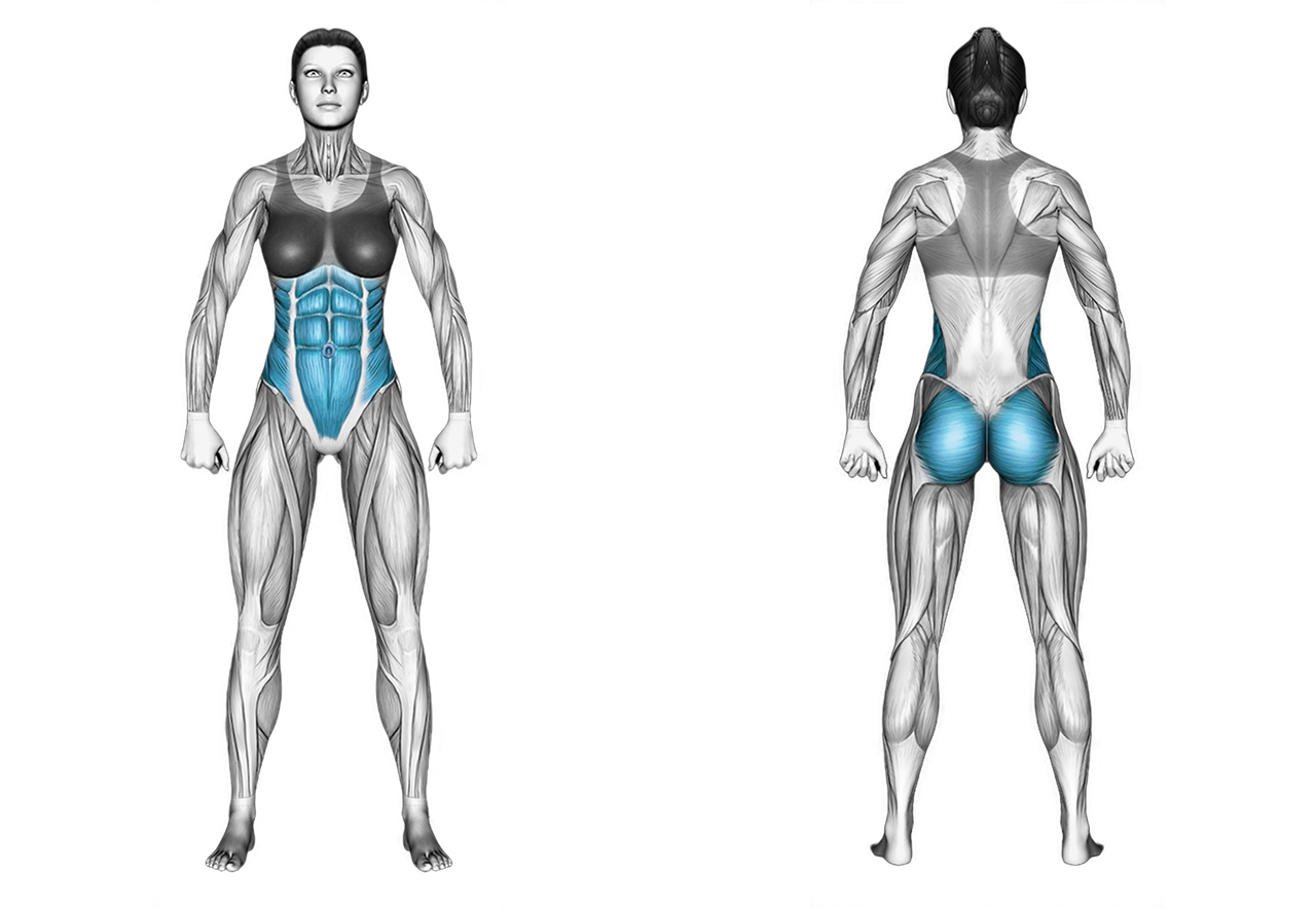 Front Plank with Leg Lift: abs, glutes