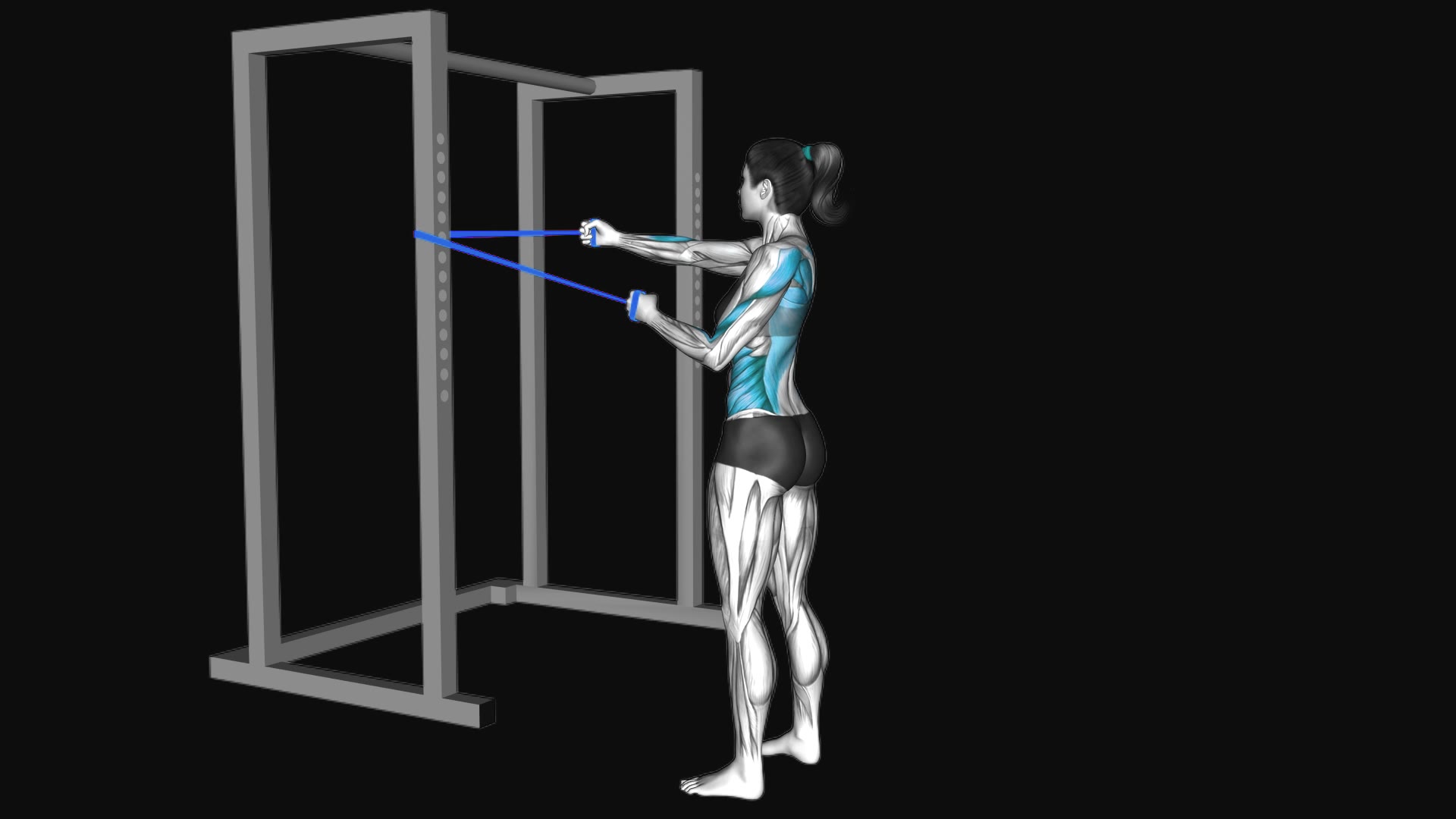Resistance Band Standing Archer Alternate Arm Row
