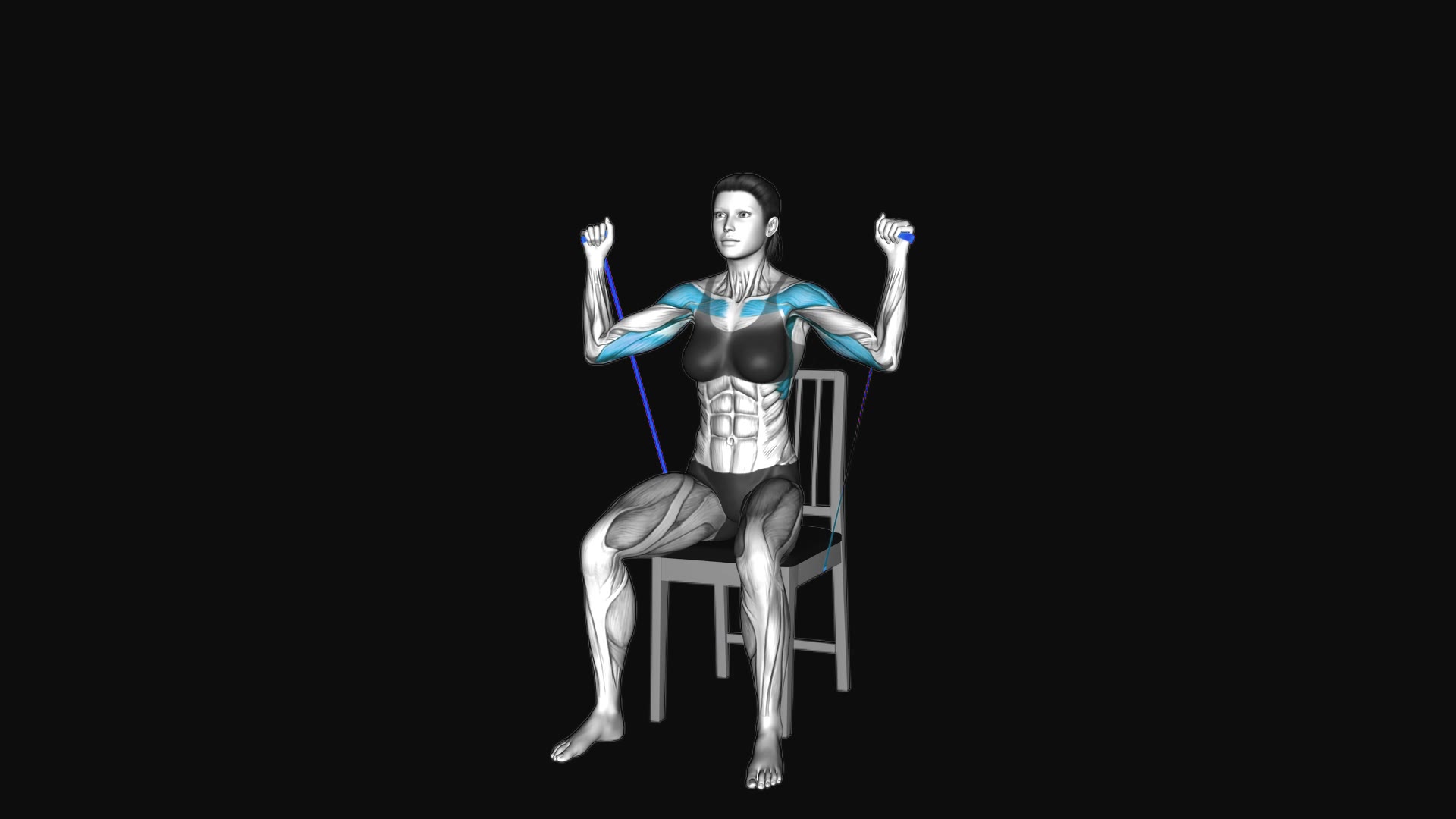 Resistance Band Sitting Military Press on a Chair