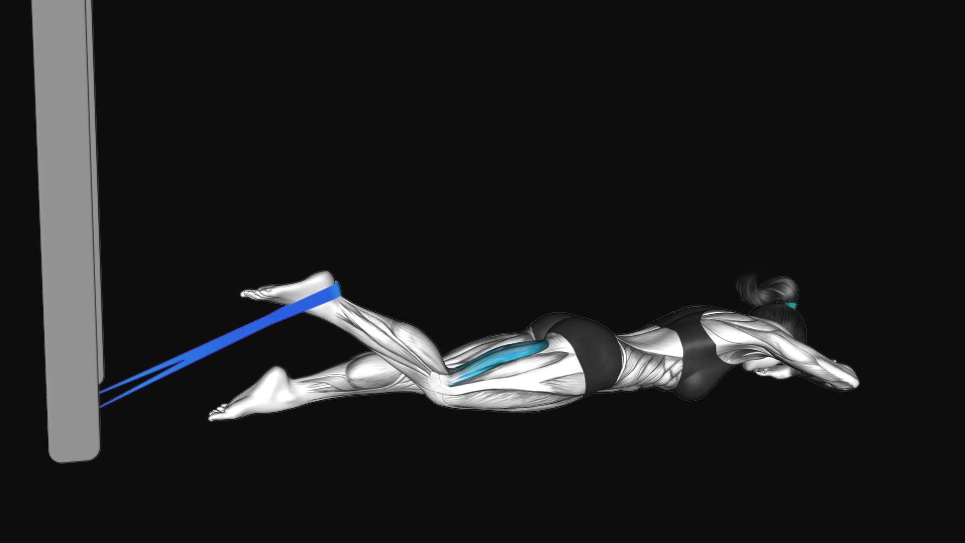 Resistance Band Lying Single Leg Curl