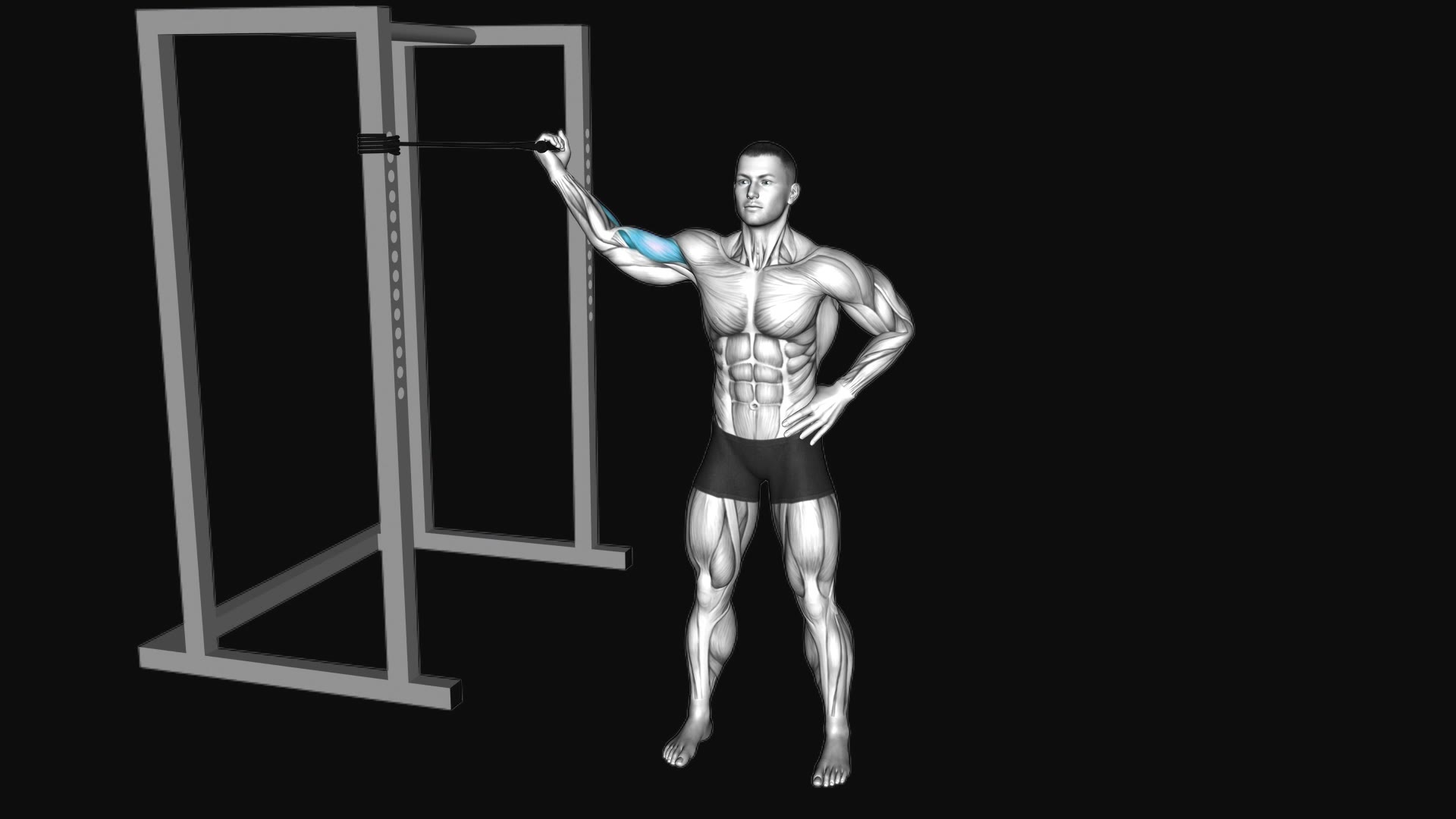 Band One Arm Overhead Biceps Curl