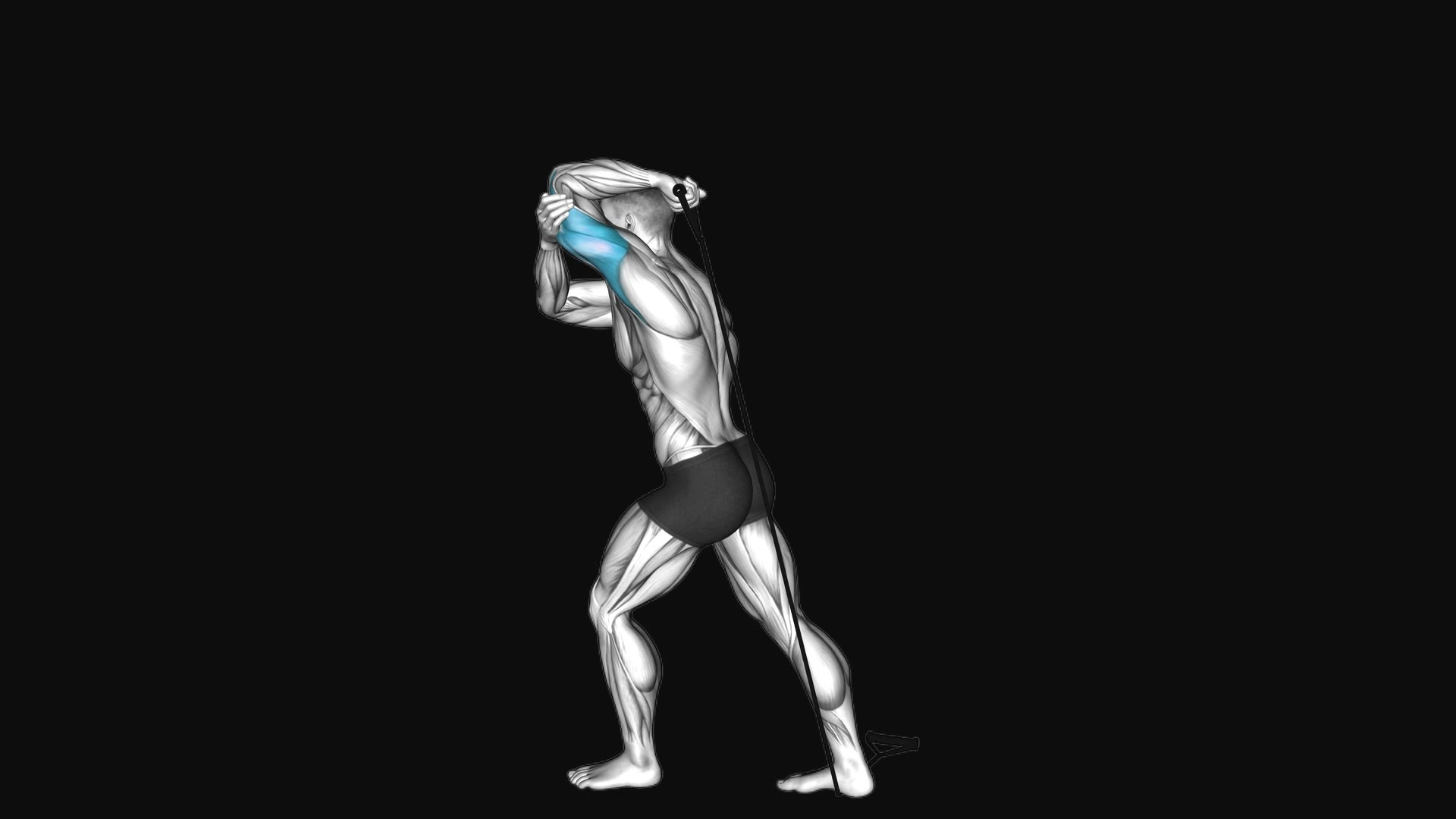 Band Overhead Single Arm Triceps Extension (Version 2)