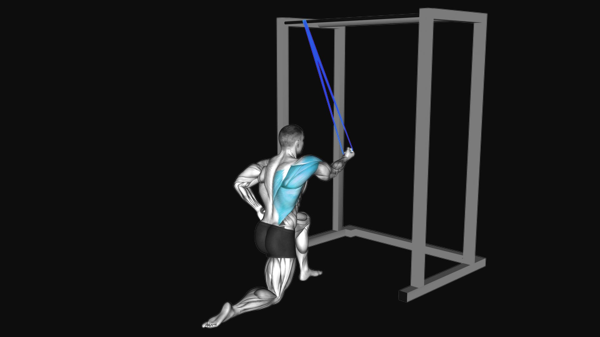 Resistance Band Kneeling Cross Body Single Straight Arm Pulldown