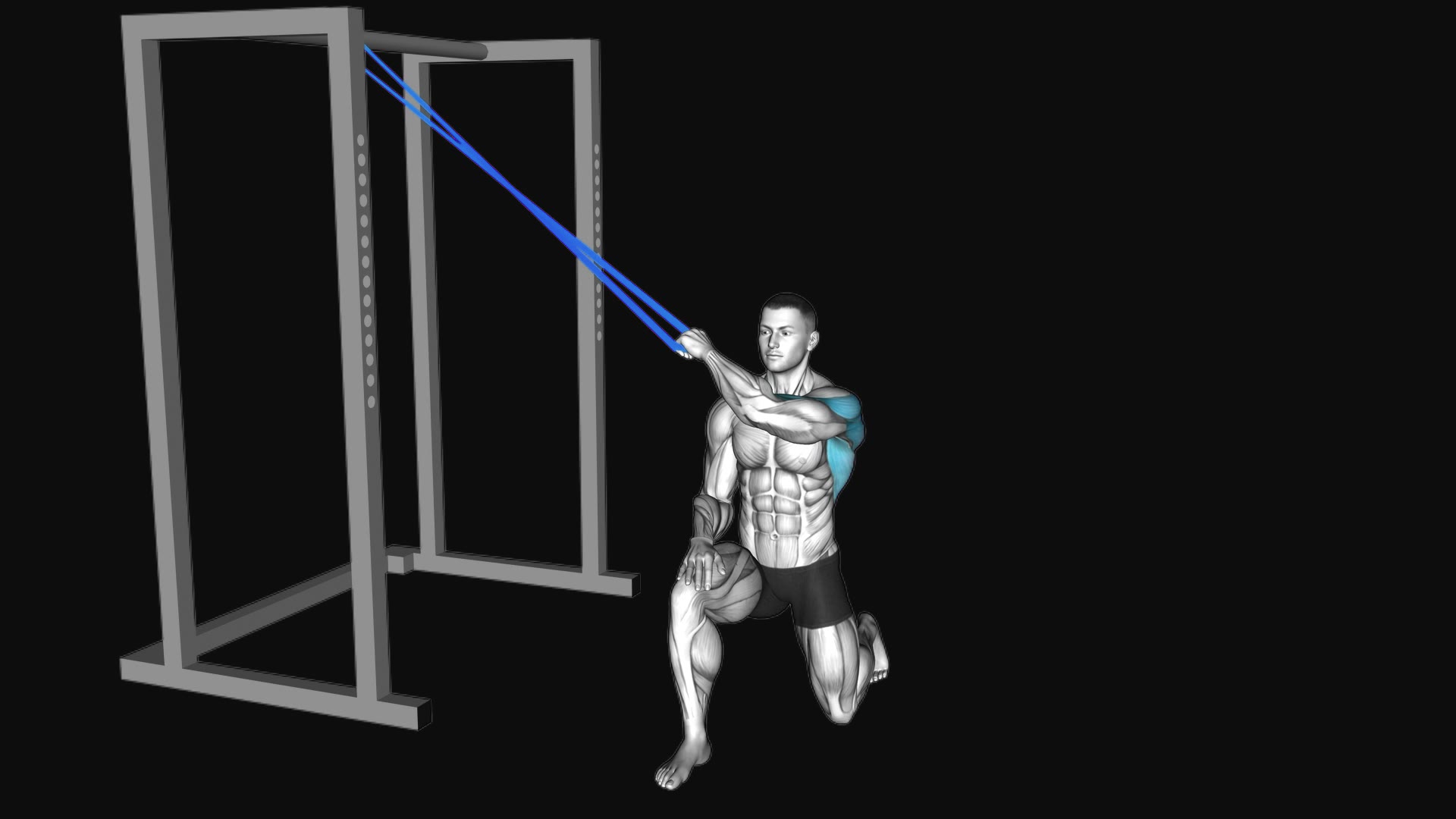 Resistance Band Kneeling Cross Body Lat Pulldown
